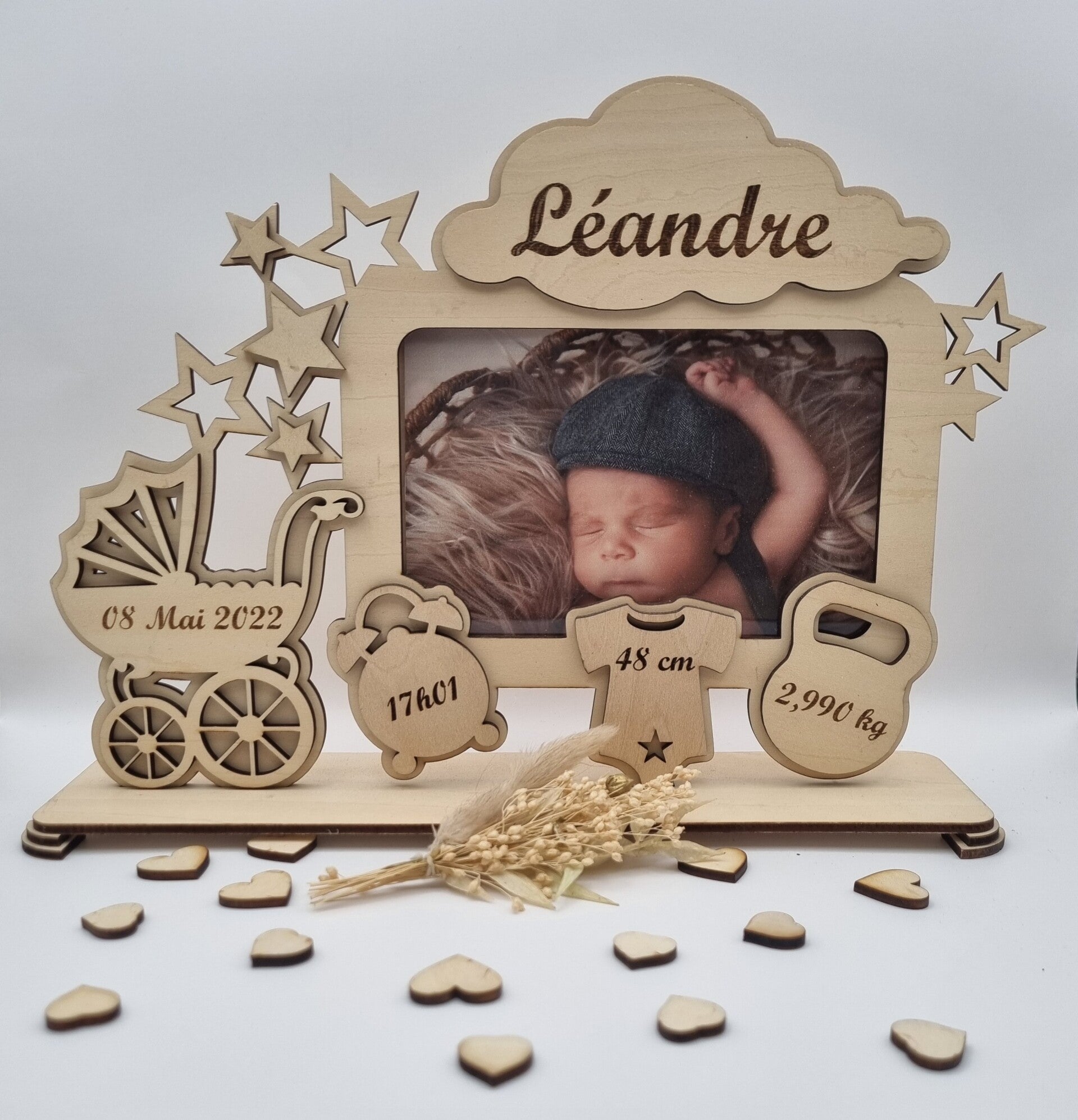 🌟 Cadre de Naissance Personnalisé en Bois – Souvenir Unique 🌟