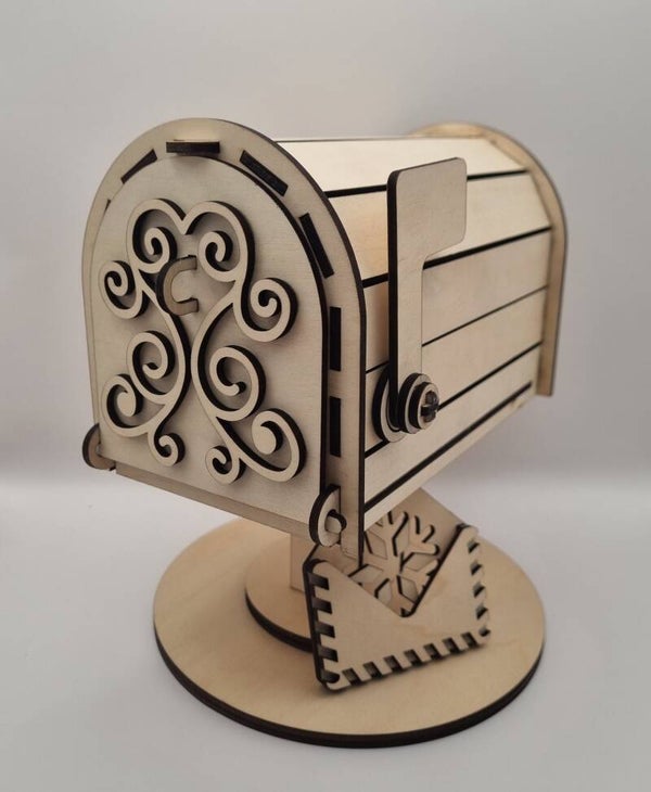 📬 Boîte aux Lettres du Père Noël – Bois Découpé et Gravé au Laser