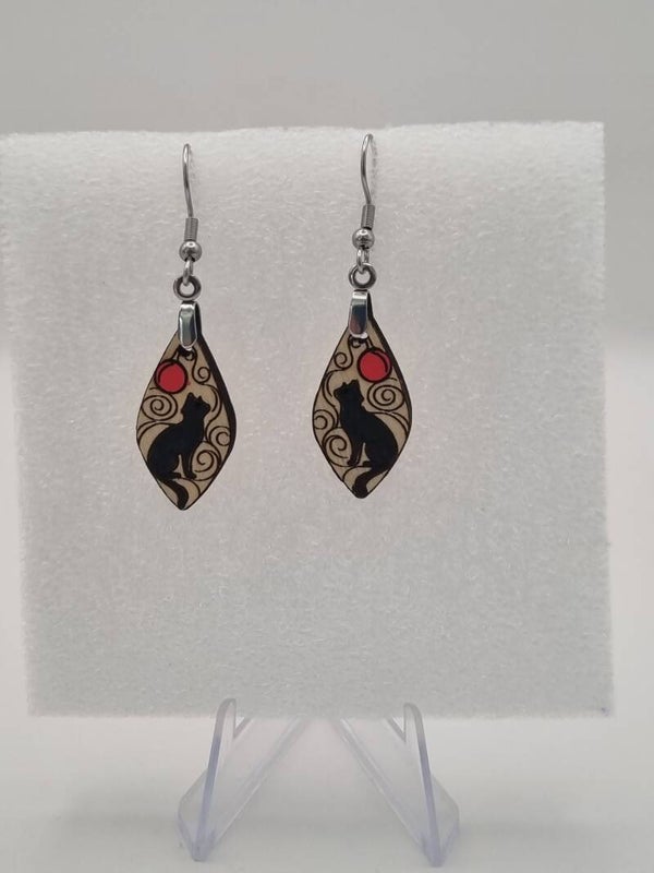 Boucles d’oreilles en bois – Chats adorables