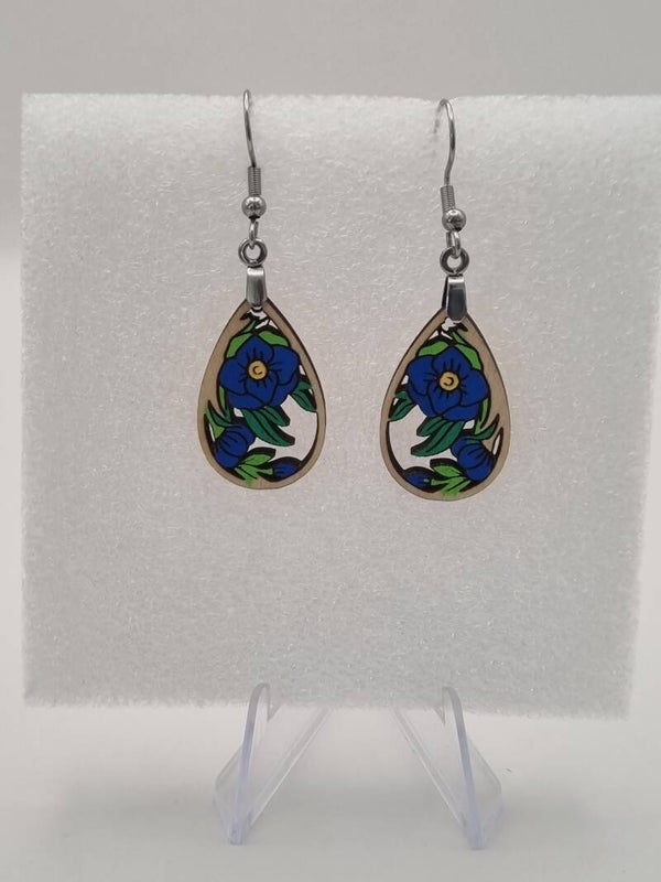 Boucles d’oreilles en bois – Collection Florale peinte à la main 4