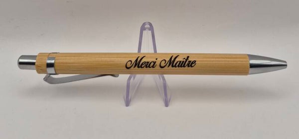 Stylo en Bambou Personnalisé « Merci Maîtresse » ou « Merci Maître »