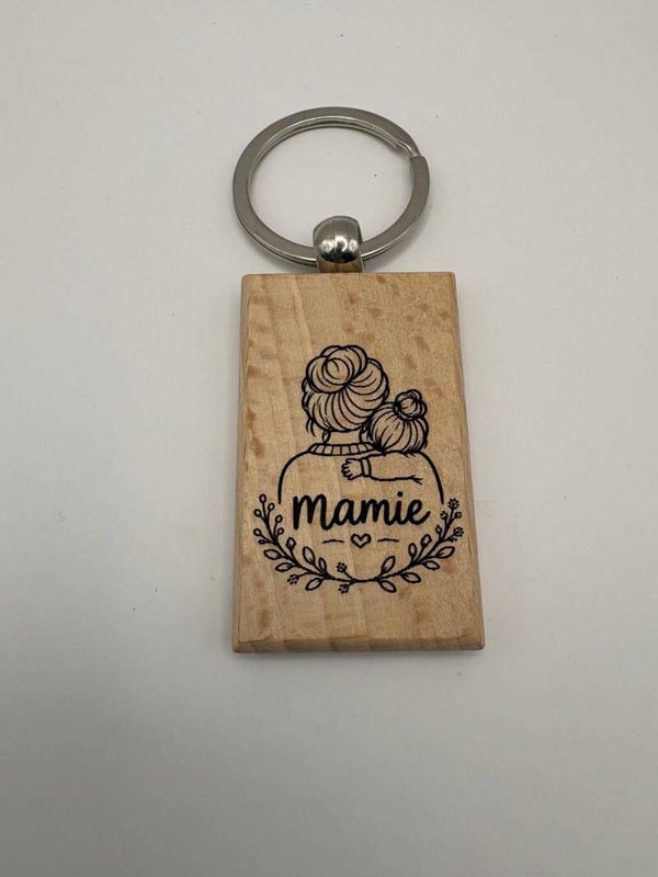 Porte-clés rectangulaire en bois gravé