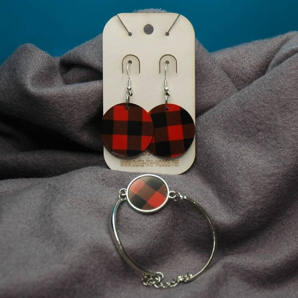 Bracelet Earring Set 02 Buffalo Plaid