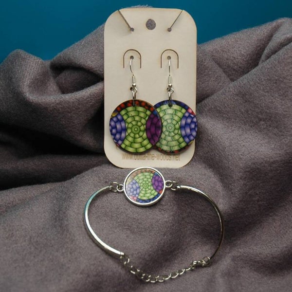 Bracelet Earring Set 10 Green Pavers