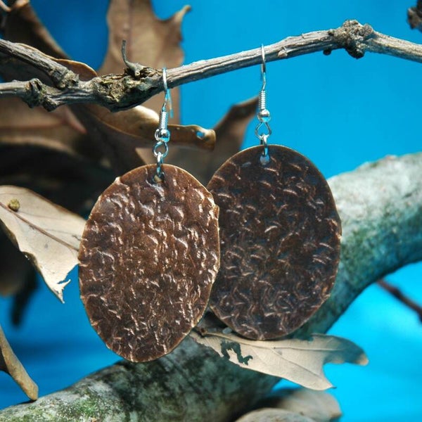 Metal Earrings 1021 Brass Ovals