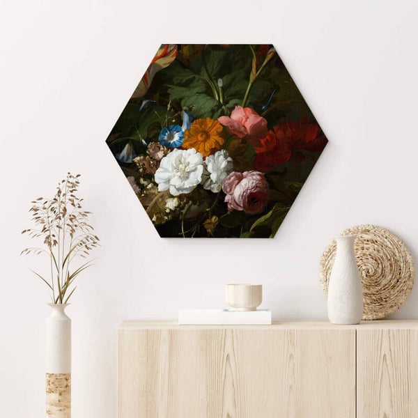 Muur hexagons Schilderij bloemen