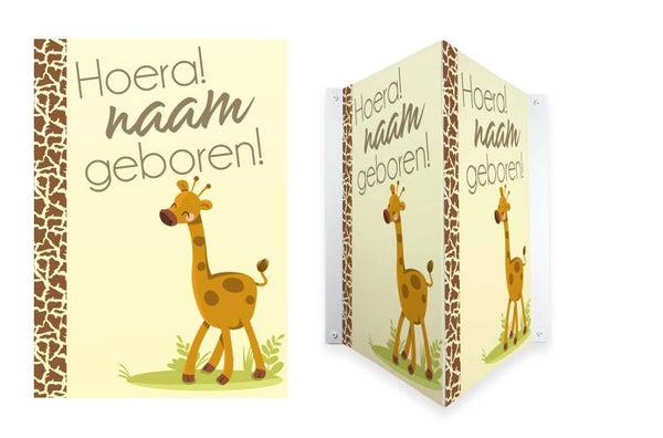 Geboortebord Giraffe geel