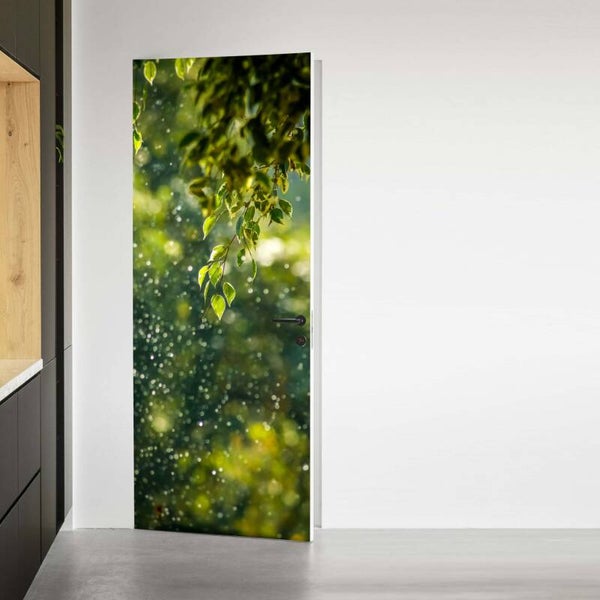 Deursticker Natte bladeren