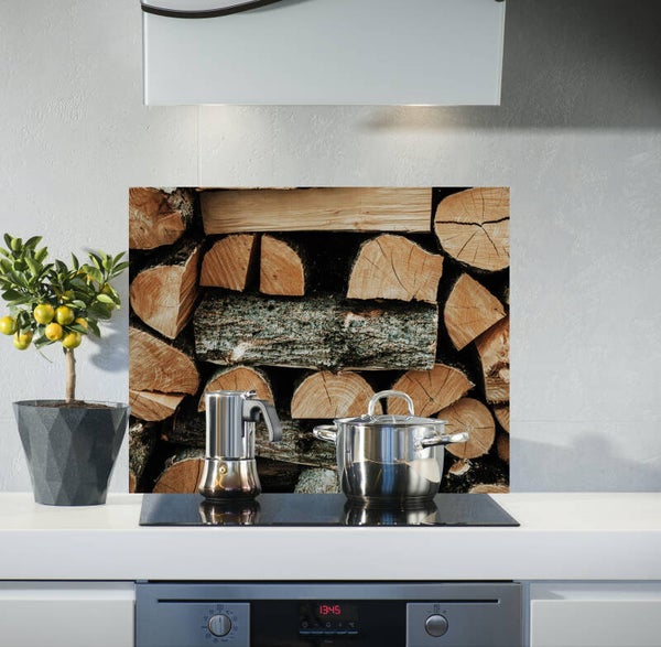 Spatscherm Houtblokken