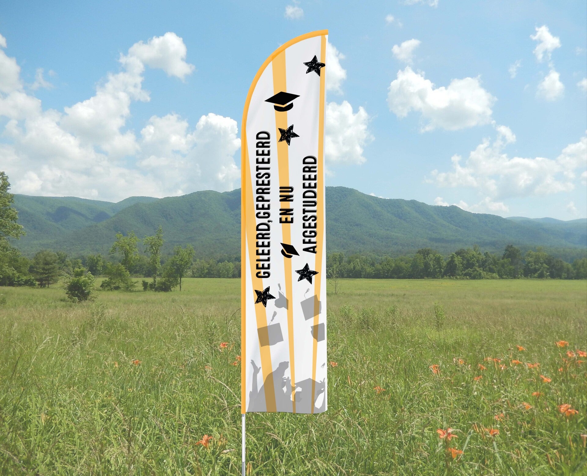 Beachflag Geslaagd Wit/Geel