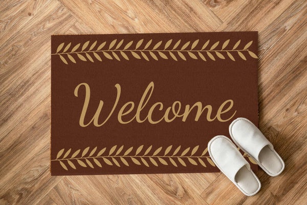 Schoonloopmat Welcome blaadjes