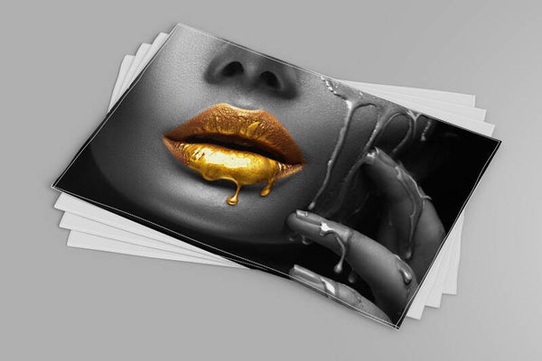 Placemats Gouden lippen zwart wit