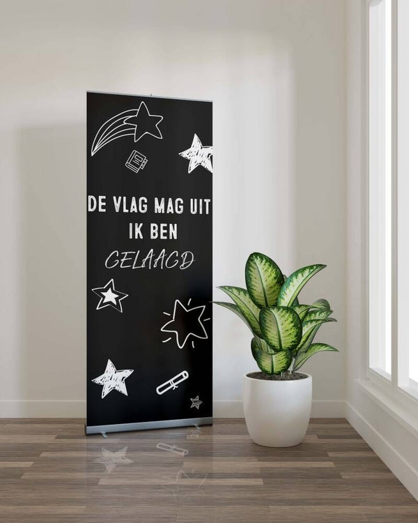 Roll up banner Geslaagd Zwart wit