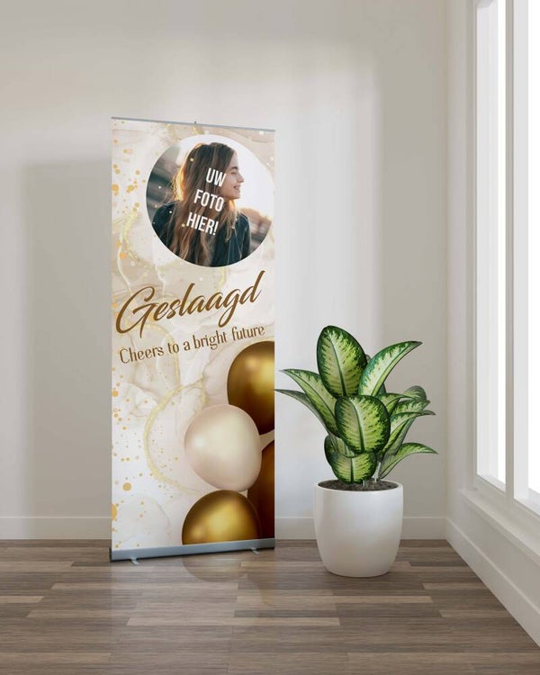 Roll up banner Goud wit