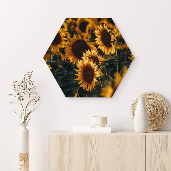 Muur hexagons Zonnebloemen