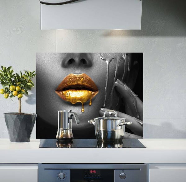 Spatscherm Lippen zwart goud