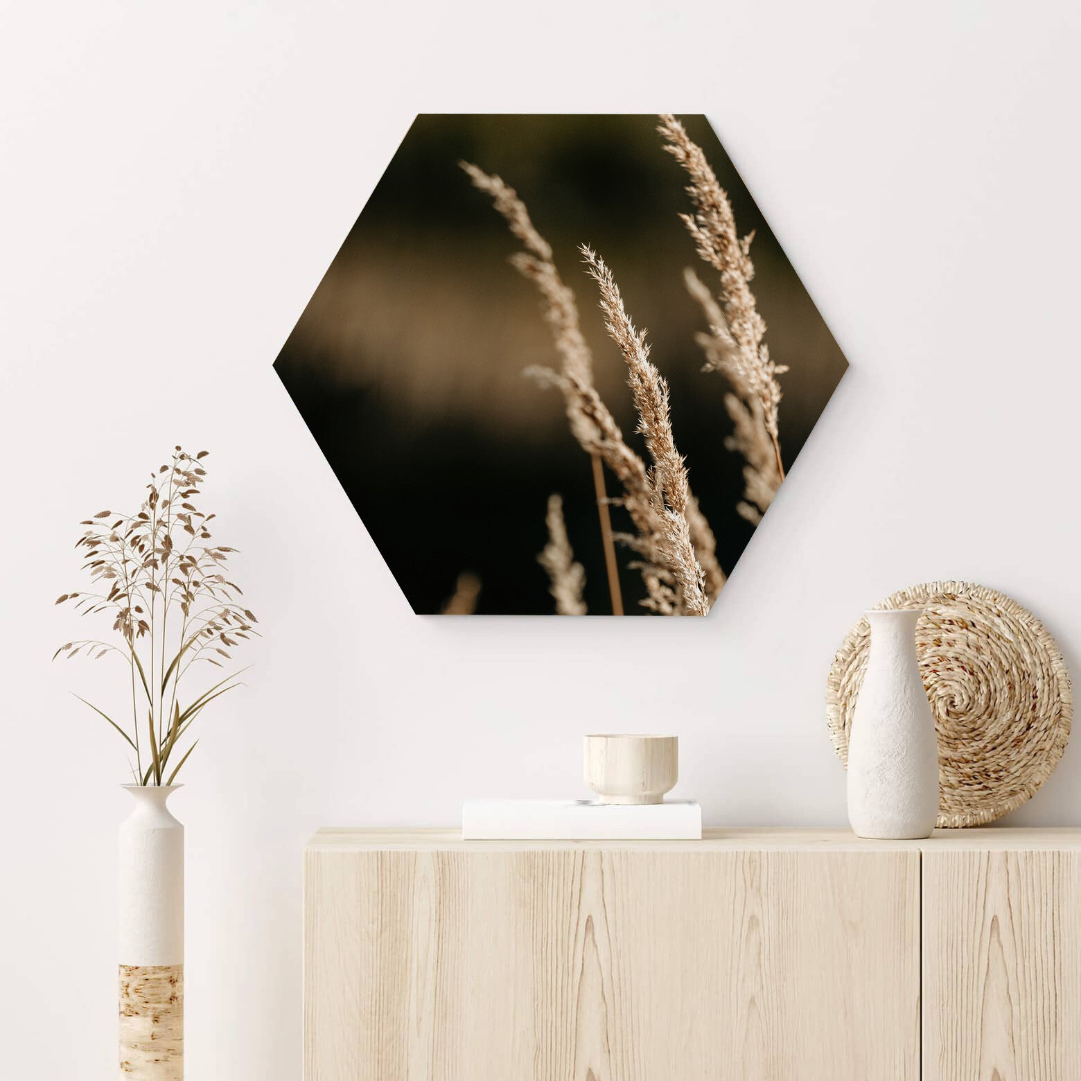 Muur hexagons Graspluim 2