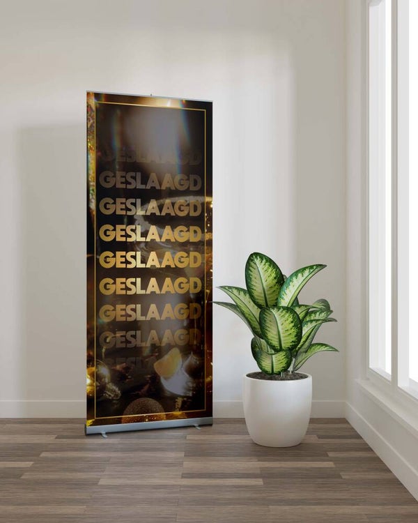Roll up banner Geslaagd goud