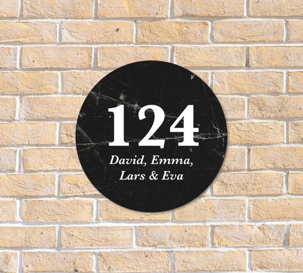 Huisnummer bord Zwarte marmer