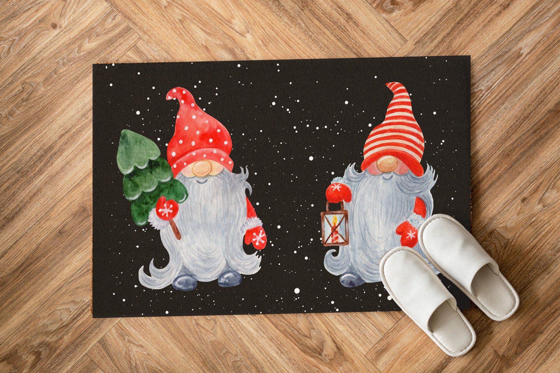 Schoonloopmat Gnomes zwart