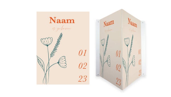 Geboortebord Minimal bloempjes