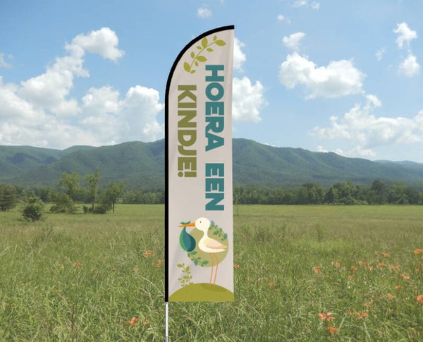 Geboorte beachflag Ooievaar