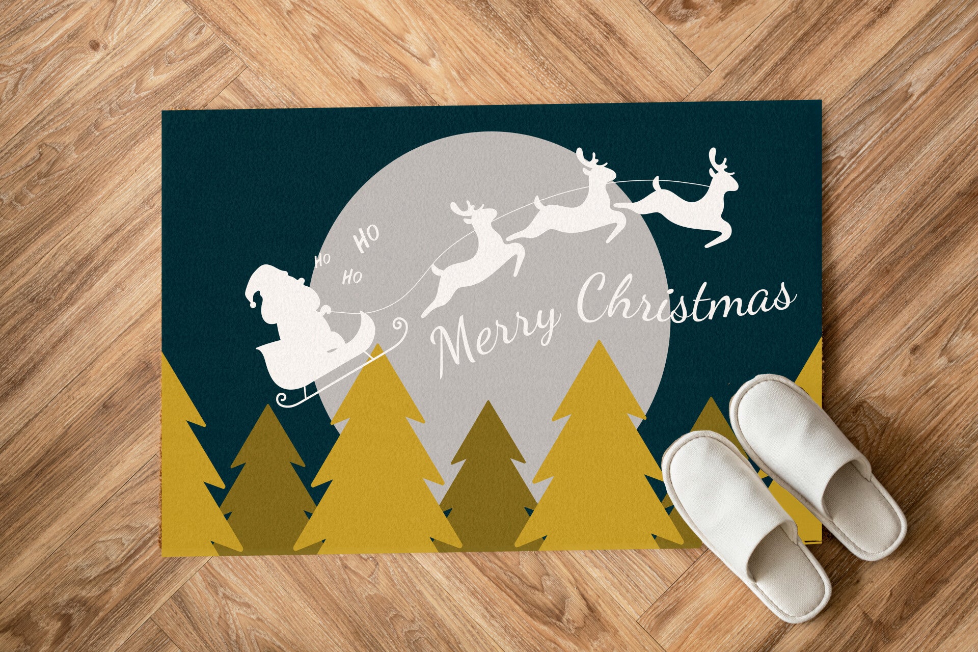 Schoonloopmat Merry Christmas kerstman