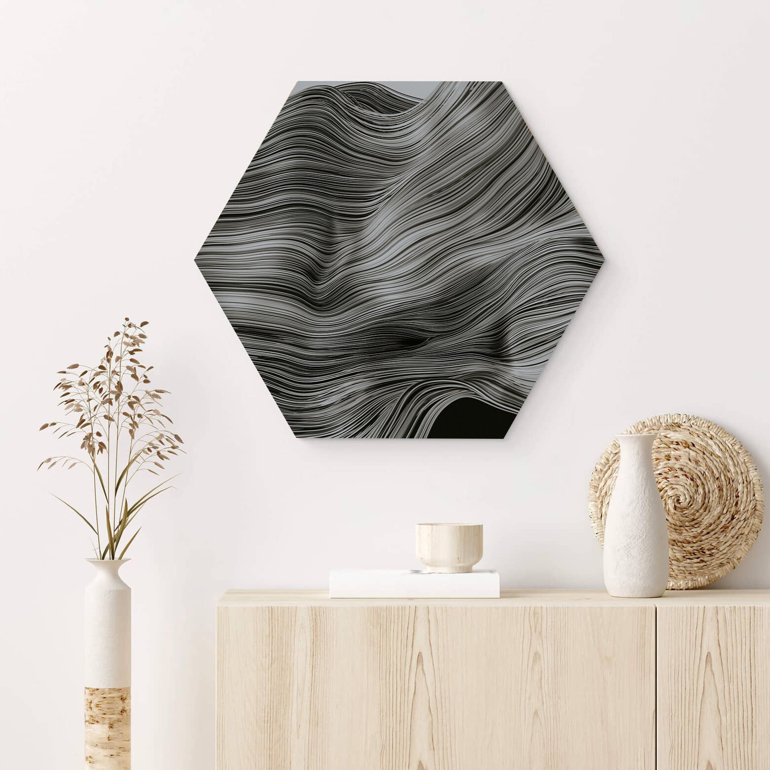 Muur hexagons Zwart / Wit