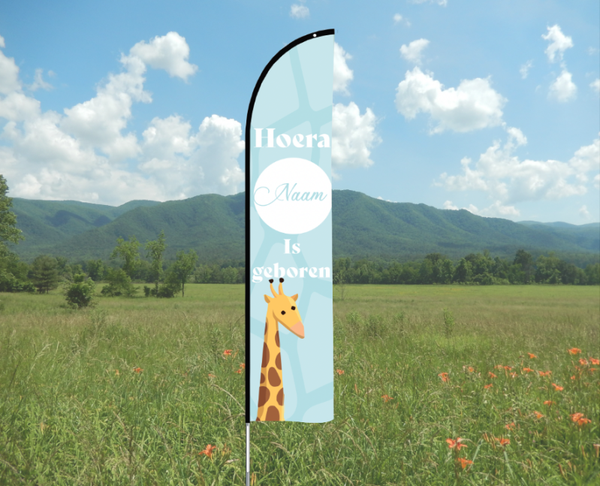 Geboorte beachflag giraffe