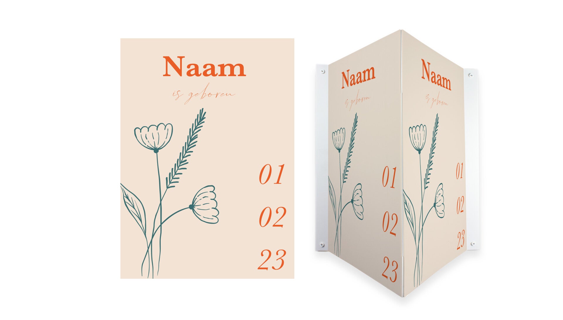 Geboortebord Minimal bloempjes