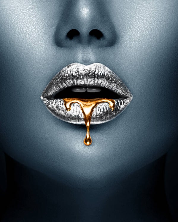 Wandkleed Zilveren lippen