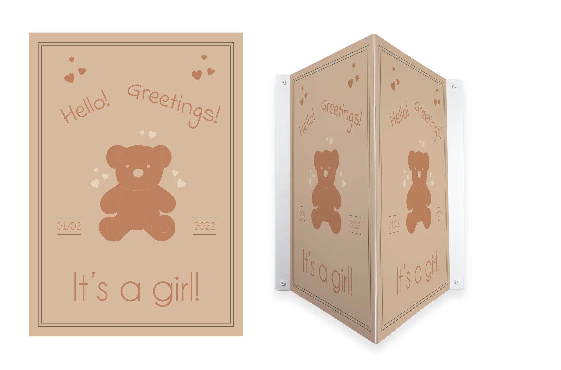 Geboortebord Bruin beertje