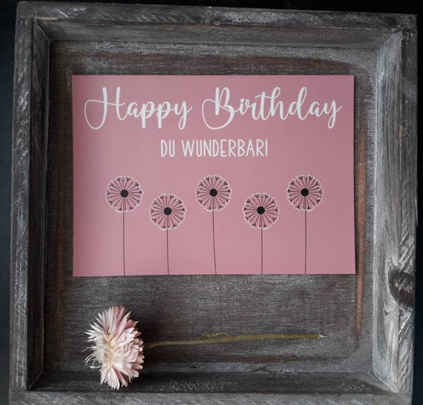 „Happy Birthday du Wunderbari!“ Geburtstagskarte, inkl. Kraftpapiercouvert