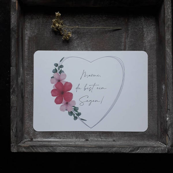 Muttertags Ecokarte Herz, inkl. Couvert