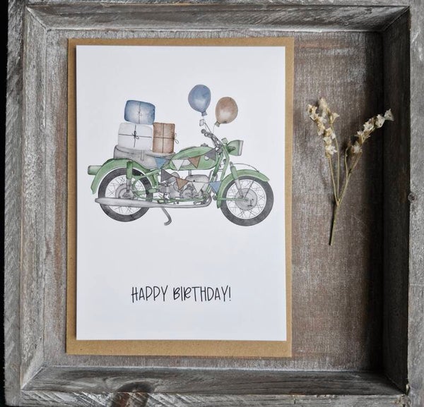Motorrad Eco Geburtstagskarte