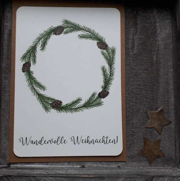 Kranz Zapfen Postkarte, inkl. Couvert