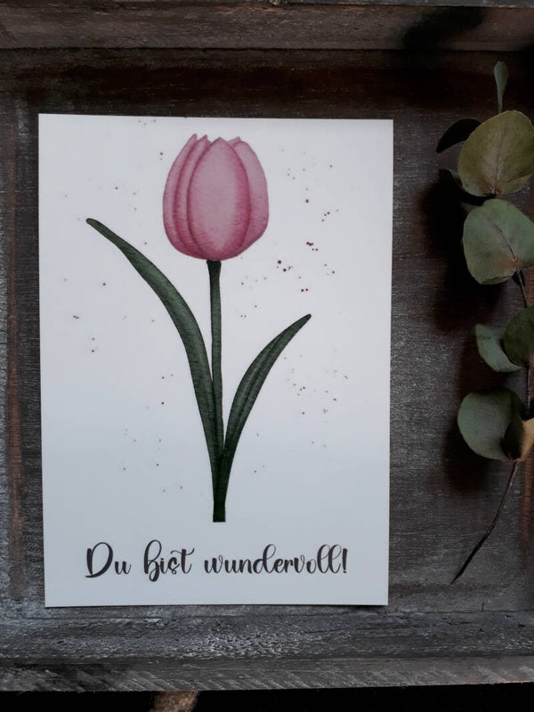 „Du bist wundervoll!“ Karte, inkl. Kraftpapiercouvert