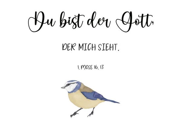 Du bist ein Gott, der mich sieht (Bibelvers), Karte, inkl. Couvert