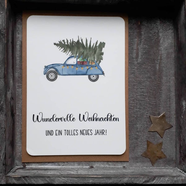 Auto Weihnachtskarte inkl. Couvert