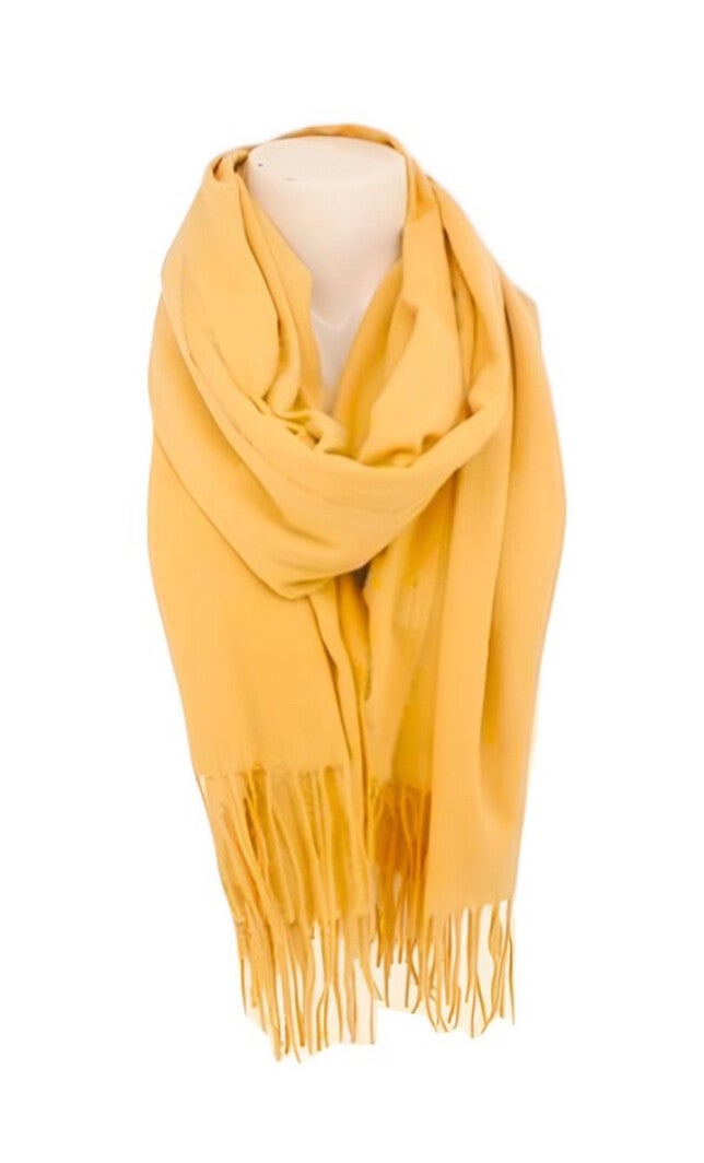 Soft Cashmere Schal gelb - Fransen-Schal mit elegantem Look