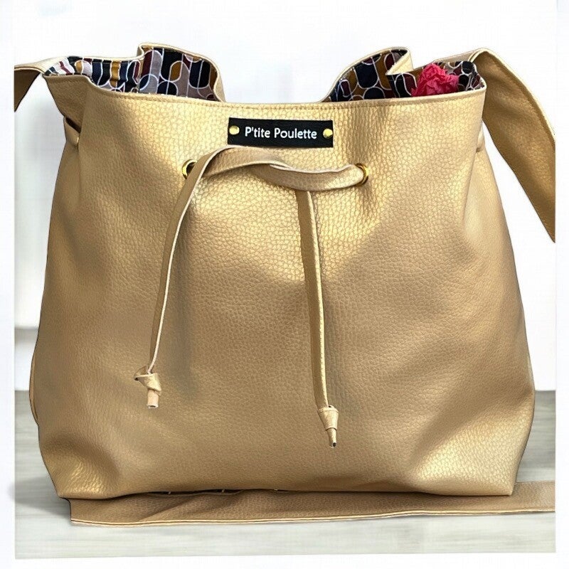 Sac seau en simili cuir or- Création artisanale française