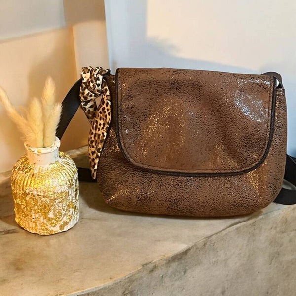 Le mini sac besace "P'tite Poulette" chocolat- Création artisanale française