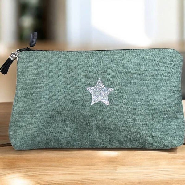 Trousse en velours vert d'eau– Création Artisanale Française