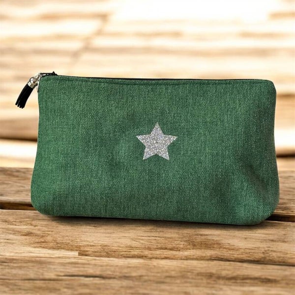 Trousse en velours vert emeraude– Création Artisanale Française