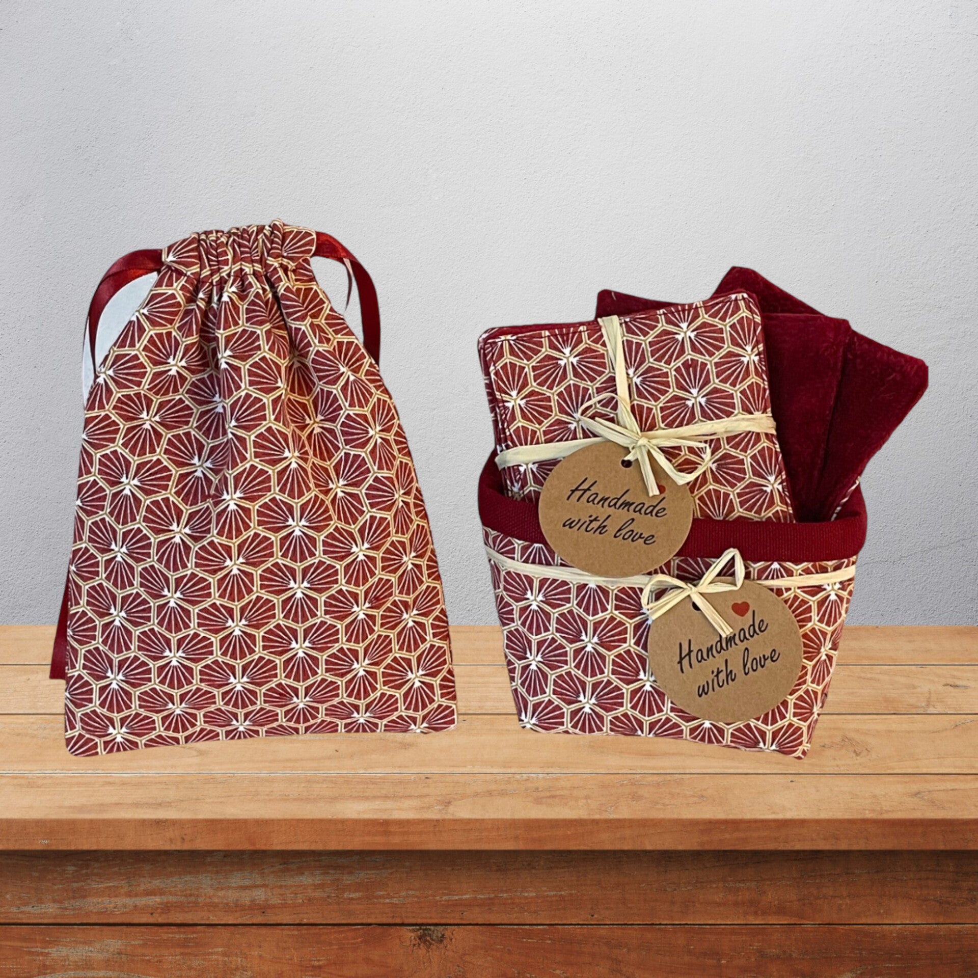 Ensemble de 8 cotons lavables en microfibre de bambou avec panière et pochon