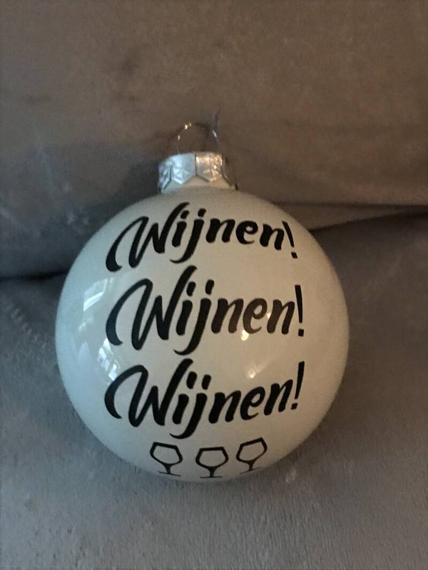 Wijnen wijnen wijnen kerstbal wit