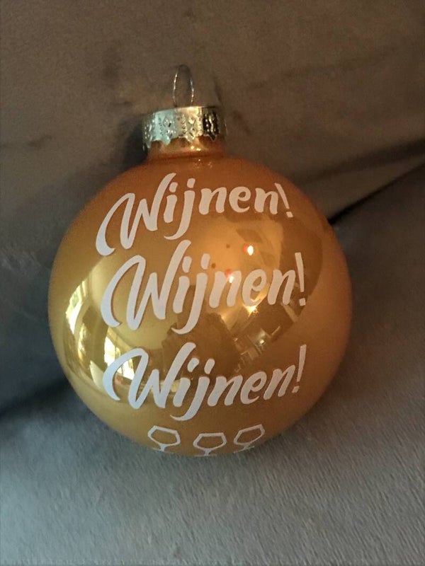 Wijnen wijnen wijnen kerstbal Geel/goud