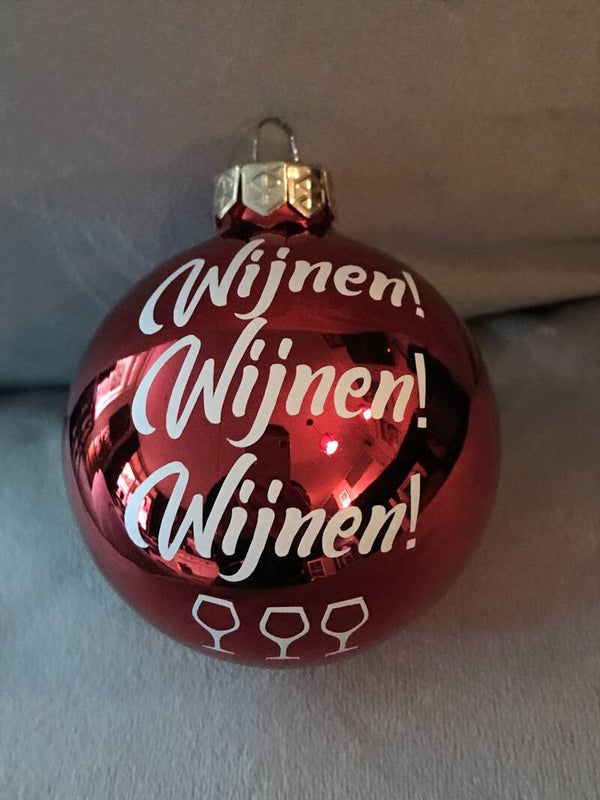 Wijnen wijnen wijnen kerstbal rood