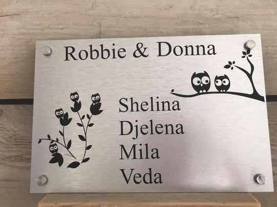 Naambordje aluminium look