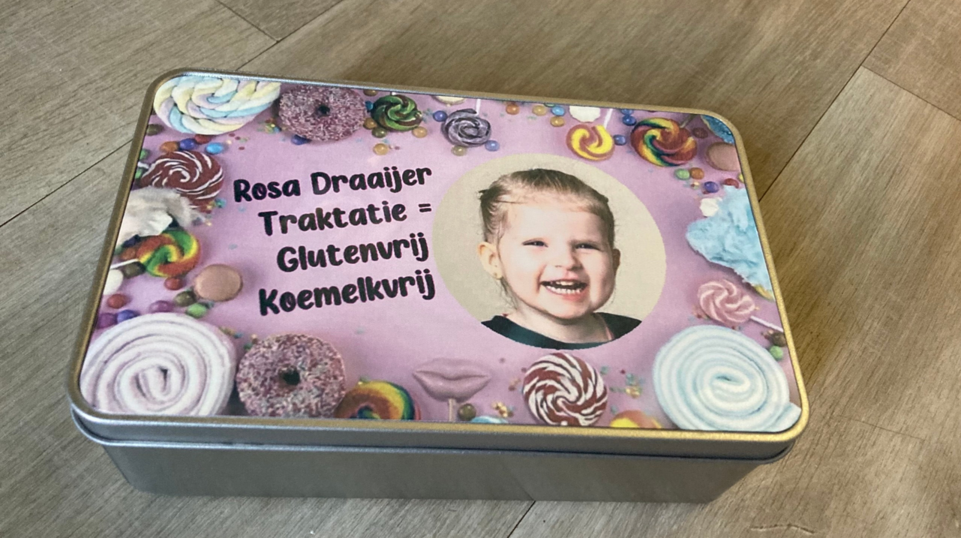 Koek/ snoep trommel met foto